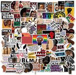 100PCs Black Rights Stickers, Black Girl Stickers, Black Lives Matter Sticker, Melanin Poppin Stickers for Laptop, Hydro Flask, Water Bottle, Vinyl Stickers for Kids, Teens, Girls (Black100)