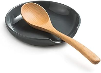Miamolo Porcelain Spoon Rest with Drip Tray for Multiple Utensils, Cooking Spoon Rest & Spoon Holder for Stove Top, Kitchen Utensil Holder for Spoons, Ladles, Tongs & Spatula, for Christmas, Gray