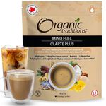 Organic Traditions Mind Fuel Instant Mushroom Coffee Alternative – Caffeine-Free Herbal Mushroom Drink - Organic Lion’s Mane, Maca, Dandelion & Chicory – Focus, Energy & Cognitive Support – 10 Servings – 140g, 7.4oz