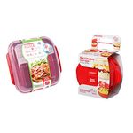 Décor Microwave Bacon Cooker | Splatter Proof Bacon Crisper Tray with Lid | BPA-Free Red & Sistema Microwave Egg Cooker Easy Eggs | Egg Poacher with Steam Release Vent | 270 ml | BPA-Free | Red