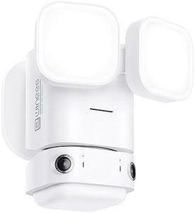 winees Security Floodlight Camera, Wired 2K QHD IP65 Outdoor Smart Security Camera, Color Night Vision, 180° FOV with Customizable AI Motion Detection, 110dB Siren, Two-Way Audio, White