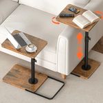 Dataroad Selead Tv Trays Set of 2 for Couch - 360°Swivel Height Adjustable, Larger Metal and Wooden Base to Prevent Slipping，TV Tray C Shaped End Table Food Snack Trays for Eating Sofa Bed Bathroom