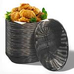 Cheardia 12 Pack Plastic Oval Basket, 8.6 X 6.3 X 2.1 Inch Woven Bread Baskets for Serving Small Empty Gift Baskets, Imitation Rattan Basket for Kitchen Restaurant Centerpiece Display - Dark Brown