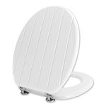 Angel Shield White Wooden Toilet Seat Antibacterial Adjustable Hinges Toilet Seat Fits Never Slips for Bathroom (Classic, White)