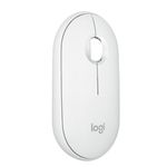 Logitech Pebble Mouse 2 M350s Slim Bluetooth Wireless Mouse, Portable, Lightweight, Customisable Button, Quiet Clicks, Easy-Switch for Windows, macOS, iPadOS, Android, Chrome OS - White