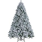 Yaheetech 7.5ft Christmas Tree Snow Flocked Artificial Tree Holiday Decorative Tree with Foldable Stand 1284 Tips