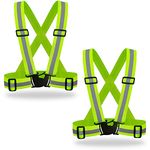 DUSKCOVE 2 Pack Hi Vis Safety Vests - Adjustable Bright Neon Color High Visibility Reflective Safety Straps Gear for Traffic Control, Running, Cycling