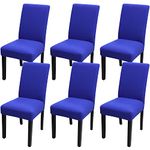 JQinHome High Stretch Removable Washable Chair Seat Protector Cover for Home Party Hotel Wedding (Pack of 6, Lake Blue)