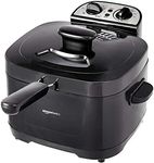 Amazon Basics 2.1-Qt (2.0L) Electric Deep Fryer with 8-Cup Oil Capacity, Timer, Adjustable Temperature, Easy Draining Basket, Viewing Window, 1500W, Black