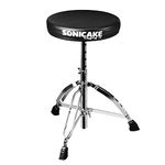 SONICAKE Drum Stool Adjustable Drum Throne Foldable with Anti-Slip Padded Drum Seat Black