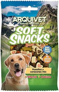 ARQUIVET Soft Snacks Huesitos y Corazones Mix 100 gr para Perro - Snacks, golosinas, chuches, premios y recompensas caninas - Alimento para complementar su Dieta