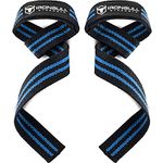 Lifting Straps (1 Pair) - Padded Wrist Support Wraps - for Powerlifting, Bodybuilding, Gym Workout, Strength Training, Deadlifts & Fitness (Black/Blue)