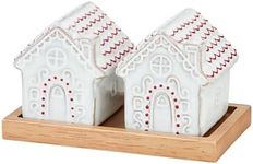 Mud Pie Ginger House S and P Shaker Salt & Pepper, 2 1/2" x 4 1/2", WHITE