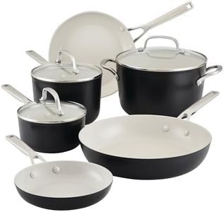 KitchenAid Hard Anodized Ceramic Nonstick Cookware Pots and Pans Set, 9 Piece - Matte Black