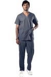 UNIFORM CRAFT Men's Designer Scrub Suit - Ideal for Doctors, Nurses, Dentists and Healthcare Professionals (L, GREY)