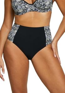 Sans Complexe Women's at The World's End Swimsuit, High Waisted Panties, Black Animal Print, 14-16