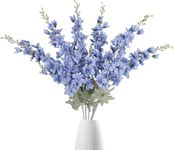 IPOPU Blue Delphinium Artificial Flowers, 6 pcs Artificial Larkspur Flower 33.5 in/85 cm Long Stem Flowers Silk Flowers for Home Decor Indoor Outdoor, Floral Centerpieces for Tables(Blue)