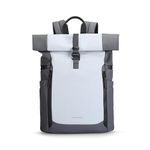 MARK RYDEN 15.6 inch Laptop Backpack 15-17L Roll Top backpack Clashing Colours Fashion Backpack for camping College School- Grey and Blue