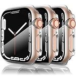 Mugust 3-Pack Case for Apple Watch Screen Protector 38mm Series 3/2/1, Hard PC Full Protective Case Bumper Cover with Tempered Glass for iWatch 38mm (Transparent/Transparent/Transparent)