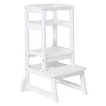 SDADI LT05W Mother's Helper Adjustable Height Kitchen Step Stool, Children Kids Toddlers Counter Level Learning Stool for Kitchen and Bathroom, White