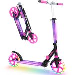 BELEEV V8 Scooter for Kids Ages 6+ with Light-Up Stem & Deck & Wheels, Foldable 200mm Big Wheel Scooter with 4 Adjustable Height, Shock Absorption, 2 Wheel Kick Scooter for Adults, Teens, Up to 220lbs