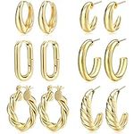 Gold Hoop Earrings Set for Women, 6
