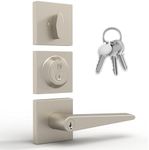 Mega Handles - SCHEIN Entrance Combo I Lever Door Lock Handle Set for Closet or French Doors I Single Side, Non-Turning I Fits All Standard Door Sizes I Screws Included - Satin Nickel (1 Pack)