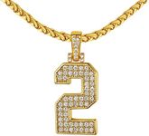 FindChic Number 2 Necklace for Men Fake Diamond Chain Fully Iced Cubic Zirconia Pendant 18K Gold Plated Baseball Digit Numeral Sports Jewelry Gift 24inch