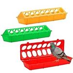 Chicken Feeder 3Pcs Flip Top Small Poultry Feeder Durable PP Chick Feeder Waterer Poultry Feeding Tray Trough Dish Dispenser for Brooder Pigeon