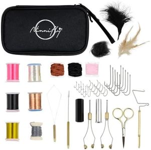 Fly Tying Kit for Beginners - Fly Tying Materials Kit w/100 Tool Pieces & Travel Case| Fly Fishing Starter Kit w/Instructions | Complete Fly Fishing Tools Kit | Fly Fishing Accessories Kit for Gifting