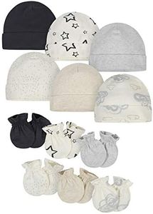 Onesies Brand Unisex Baby 12-piece Cap and Mitten Set, Grey Neutral, 0-6 Months