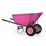 KCT 200L XL Twin Wheel Wheelbarrow Pink - Heavy Duty Garden/Stable Yard/Builders Barrow with Puncture Proof Tyres