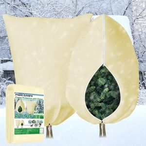 OZMI Plant Fleece Frost Protection, 2PCS 120x180cm 70GMS Outdoor Plant Covers for Winter, Plant Fleece Jackets Garden Fleece Bags Protect Plants from Frost for Tree (4x6FT 120x180cm)