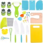 30 Pieces Kitchen Tools, Wooden Kids Knife for Cooking and Safe Cutting Veggies Fruits, Kids Cooking Sets Real Kids Cooking Sets (B-17 Pieces)