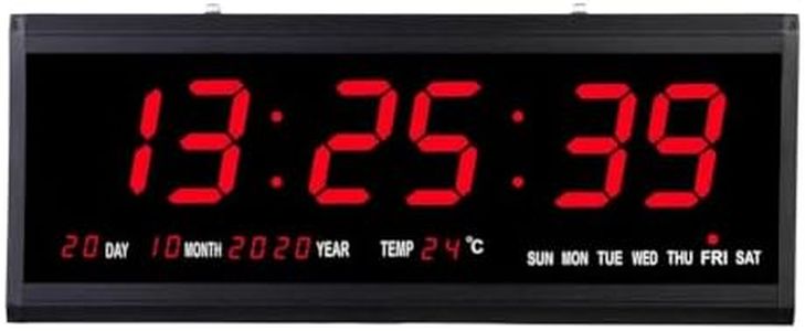 18.9 inch Oversized LED Digital Wall Clock,Timer with Date/Week and Temperature caIendar, Large Digital Clock.Home Decoration-Red