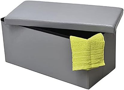 EVIDECO French Home Goods 2 in 1 Folding Storage Ottoman Bench Faux Leather