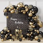 Black Gold Balloons Arch Garland Kit, 124Pcs Black and Gold Balloon Arch Kit with Confetti Latex Balloon for Birthday, Graduation, New Year, Baby Shower, Anniversary Decoration