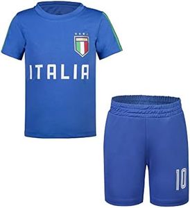 BDONDON Soccer Jerseys for Kids Boys & Girls Youth Soccer Practice Jersey Outfits Toddler Football Training Shirt Uniforms, Blue-italy, 1-2 Years