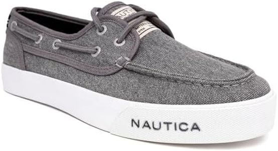 Nautica Men's Lace-Up Boat Shoe, Casual Loafer, Fashion Sneaker-Spinnaker-Washed Grey- Size 9.5