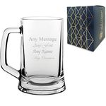 Personalised Engraved Beer Mug: Personalise with Any Message, Choose from Many Fonts - Ideal for Special Occasions, Laser Engraved, Gift Box - Perfect for Weddings, Ushers, Godfathers, Birthdays.