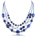 FULU AUTUMN Layered Statement Necklaces for Women Chunky Beaded Necklaces Costume Jewellery Valentines Gifts for Her(Sapphire)