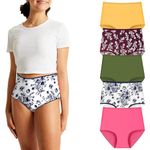 Pepperika Teenage Girl's Innerwear Stretchable Cotton High Waist Underwear Briefs Big Girl's Panties Combo (Size 13-14 Years Pack of 5) (Assorted Prints and Colours) Multicolour