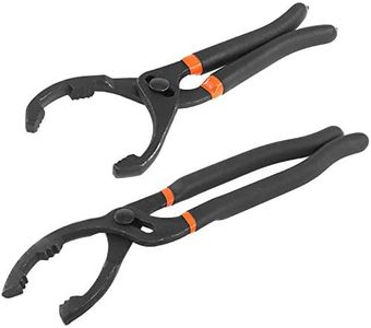 Glarks 2Pcs 10" and 12" Long Handle Grip Oil Filter Pliers Set Adjustable Angle Hand Oil Filter Wrench for Auto Motorcycle and Trucks Use