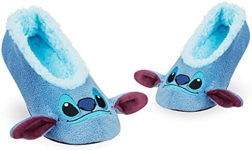 Disney Zapatillas Casa Mujer, Zapatillas Calcetin Mujer, Calcetines para Casa Stitch Minnie Mickey (35-38 EU, Azul Stitch, numeric_35)