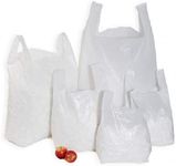 Sabco - 100 x Strong White 'Vest' Style Plastic Carrier Bags | 100% Recyclable HEAVY DUTY 21 Mu | Eco Friendly - (11 x 17 x 21")