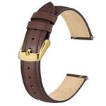 BISONSTRAP Elegant Leather Watch Straps, Quick Release, Watch Bands for Women and Men, 20mm, Dark Brown (Gold Buckle)