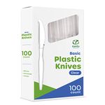 [100 Pack] Heavyweight Disposable Basic Knives - Clear