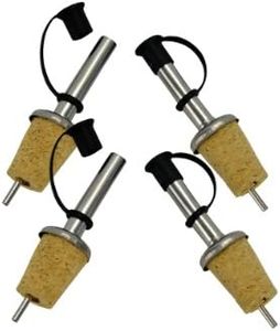 Southern Homewares Stainless Steel Free Flow Pourer W/Cap Wine Liquor Bottle Cork Stopper 4 Pack