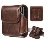 INGIDO for Samsung Galaxy Z Flip 5/4/3 Phone Pouch Holster Belt Case, Leather Pouch with Belt Clip for Phone Holster Case for Motorola Razr Plus, Moto Razr+ 2023, Galaxy Z Flip 5/4/3/2 -Coffee