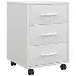 HOMCOM Mobile Filing Cabinet with 3 Drawers, Under Desk File Cabinet, White